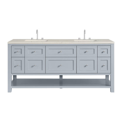 James Martin - Breckenridge 72" Double Vanity, Serenity Blue, w/ 3 CM Siberian Silestone Top - 330-V72-SRB-3SFR view 1
