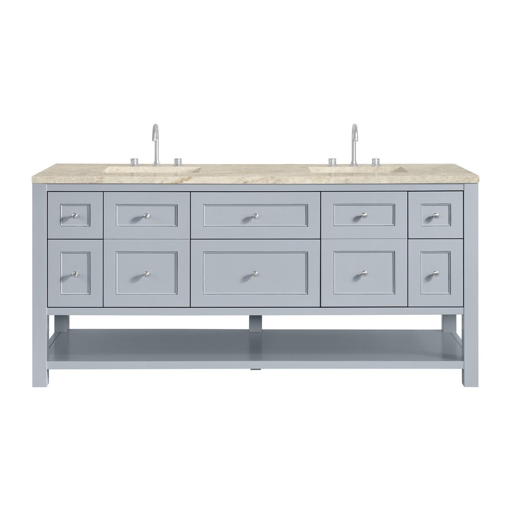 James Martin - Breckenridge 72" Double Vanity, Serenity Blue, w/ 3 CM Tajnar Eclos Top - 330-V72-SRB-3TJR view 1