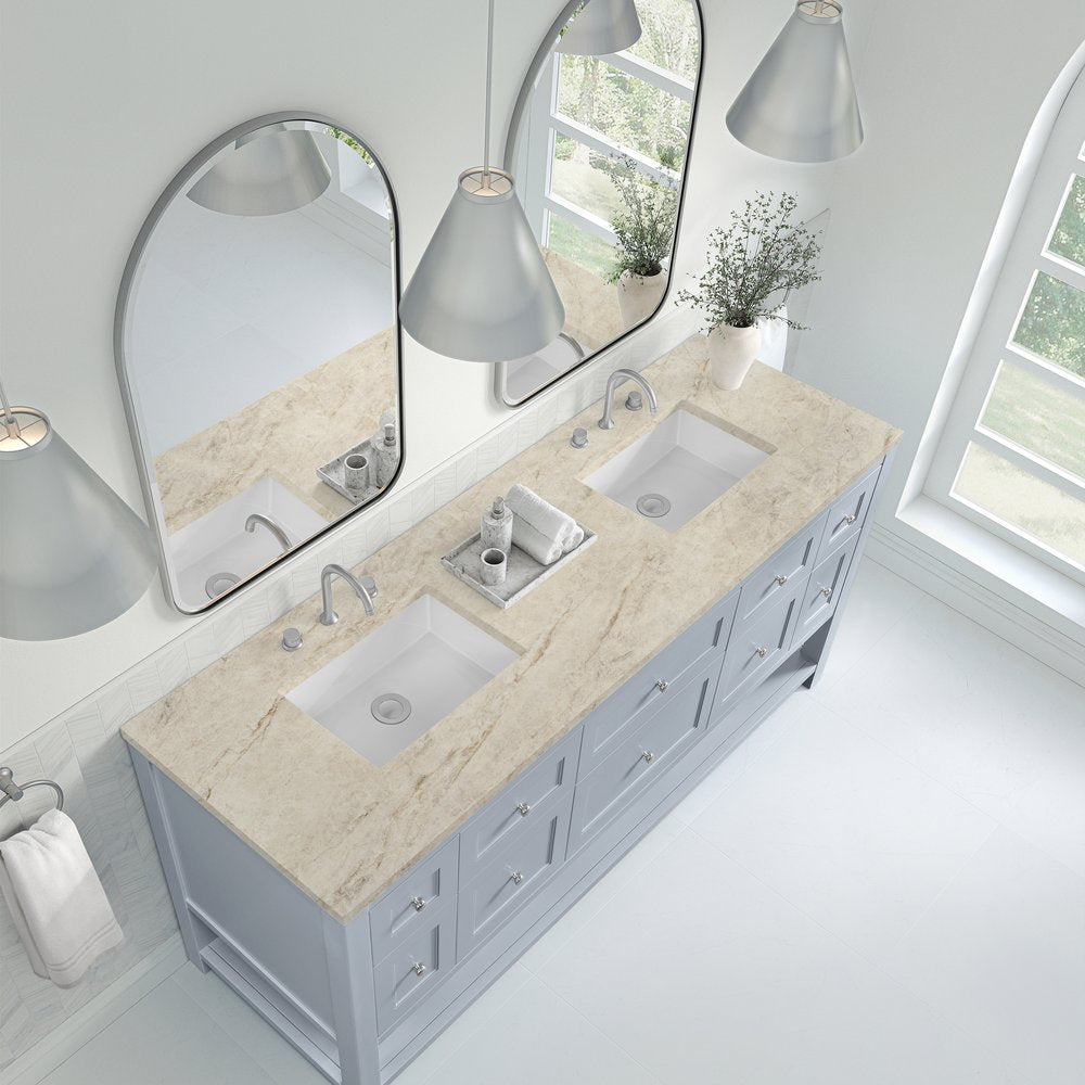 James Martin - Breckenridge 72" Double Vanity, Serenity Blue, w/ 3 CM Tajnar Eclos Top - 330-V72-SRB-3TJR view 7
