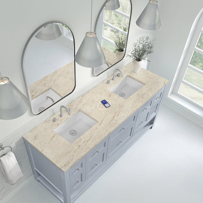 James Martin - Breckenridge 72" Double Vanity, Serenity Blue, w/ 3 CM Tajnar Eclos Top w/FreePower Wireless Charger - 330-V72-SRB-FTJR view 7