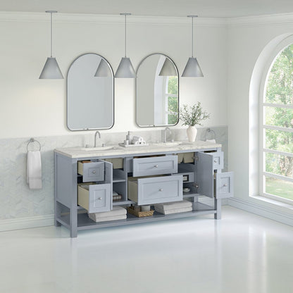 James Martin - Breckenridge 72" Double Vanity, Serenity Blue, w/ 3 CM Victorian Silver Quartz Top - 330-V72-SRB-3VSL view 5