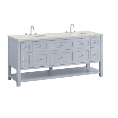 James Martin - Breckenridge 72" Double Vanity, Serenity Blue, w/ 3 CM Victorian Silver Quartz Top - 330-V72-SRB-3VSL view 10
