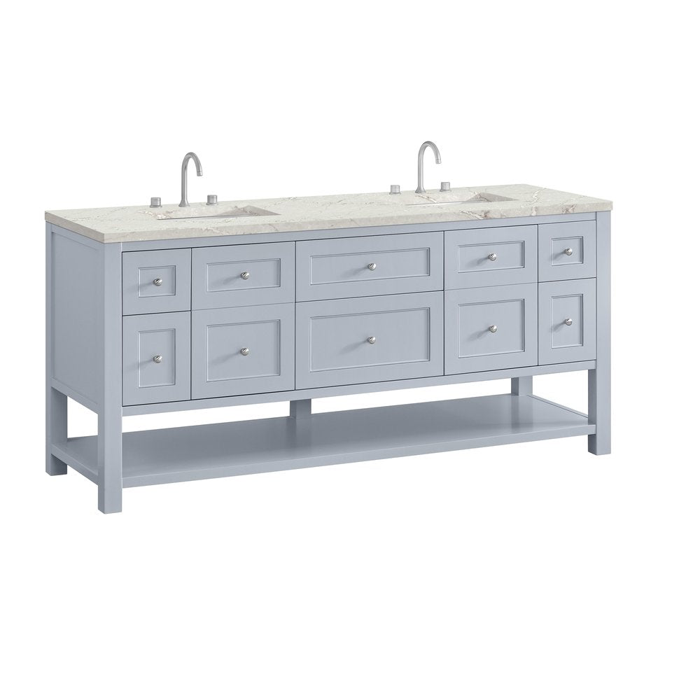 James Martin - Breckenridge 72" Double Vanity, Serenity Blue, w/ 3 CM Victorian Silver Quartz Top w/FreePower Wireless Charger - 330-V72-SRB-FVSL view 11