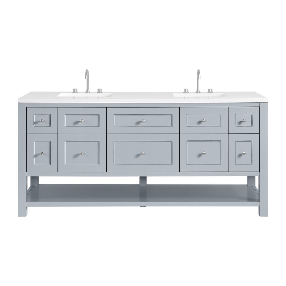James Martin - Breckenridge 72" Double Vanity, Serenity Blue, w/ 3 CM White Zeus Quartz Top - 330-V72-SRB-3WZ view 1
