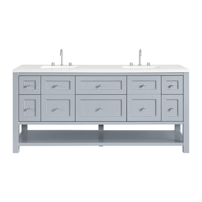 James Martin - Breckenridge 72" Double Vanity, Serenity Blue, w/ 3 CM White Zeus Quartz Top - 330-V72-SRB-3WZ view 1