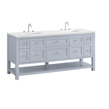 James Martin - Breckenridge 72" Double Vanity, Serenity Blue, w/ 3 CM White Zeus Quartz Top - 330-V72-SRB-3WZ view 10