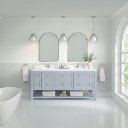 James Martin - Breckenridge 72" Double Vanity, Serenity Blue, w/ Double Hole 3 CM White Zeus Quartz Top & Backsplash - 330-V72-SRB-1WZ view 3