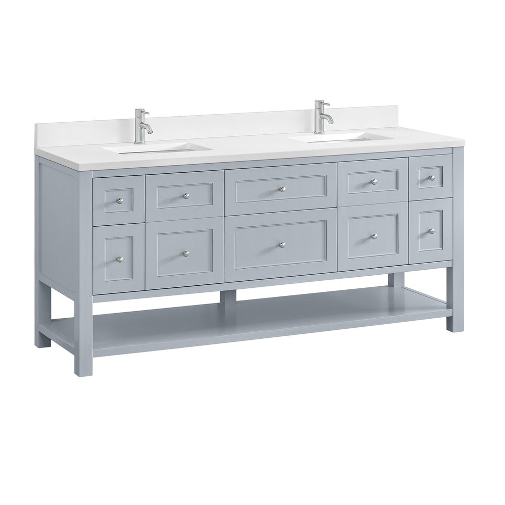 James Martin - Breckenridge 72" Double Vanity, Serenity Blue, w/ Double Hole 3 CM White Zeus Quartz Top & Backsplash - 330-V72-SRB-1WZ view 10
