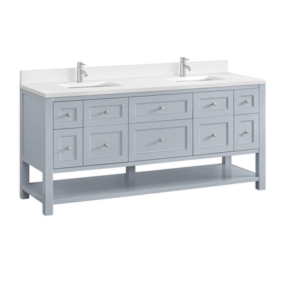 James Martin - Breckenridge 72" Double Vanity, Serenity Blue, w/ Double Hole 3 CM White Zeus Quartz Top & Backsplash - 330-V72-SRB-1WZ view 10