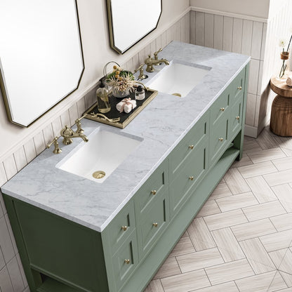 James Martin - Breckenridge 72" Double Vanity, Smokey Celadon w/ 3 CM Carrara Marble Top - 330-V72-SC-3CAR view 10