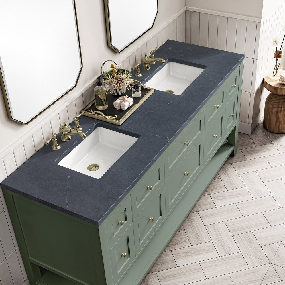 James Martin - Breckenridge 72" Double Vanity, Smokey Celadon w/ 3 CM Charcoal Soapstone Top - 330-V72-SC-3CSP view 10