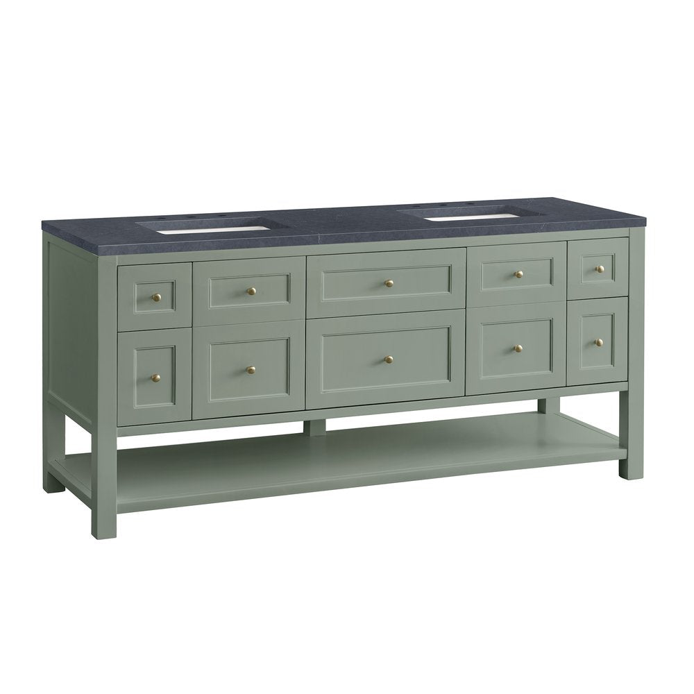 James Martin - Breckenridge 72" Double Vanity, Smokey Celadon w/ 3 CM Charcoal Soapstone Top - 330-V72-SC-3CSP view 13