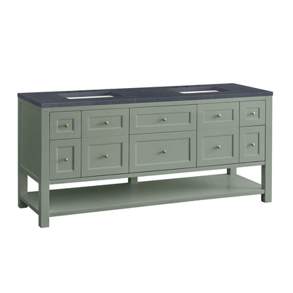 James Martin - Breckenridge 72" Double Vanity, Smokey Celadon w/ 3 CM Charcoal Soapstone Top - 330-V72-SC-3CSP view 13