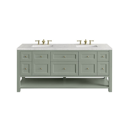 James Martin - Breckenridge 72" Double Vanity, Smokey Celadon w/ 3 CM Eternal Jasmine Pearl Top - 330-V72-SC-3EJP view 1