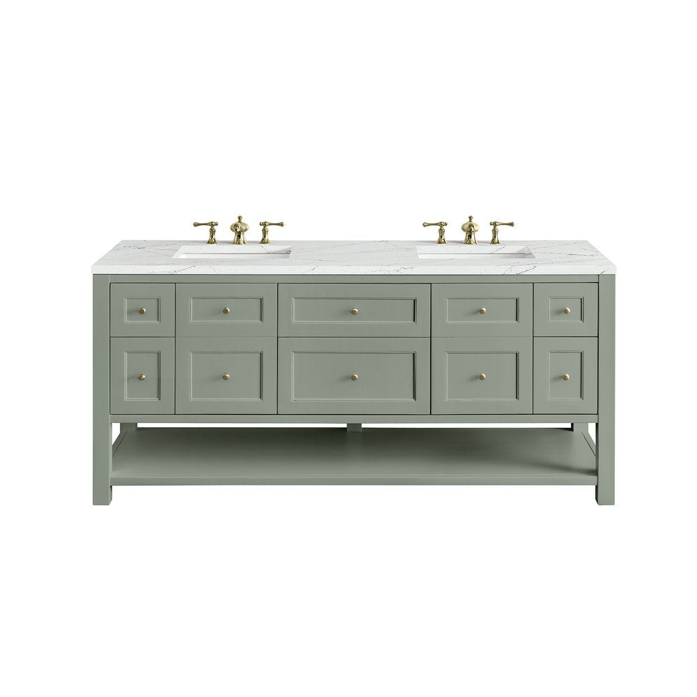 James Martin - Breckenridge 72" Double Vanity, Smokey Celadon w/ 3 CM Ethereal Noctis Top - 330-V72-SC-3ENC view 1