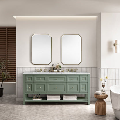 James Martin - Breckenridge 72" Double Vanity, Smokey Celadon w/ 3 CM Ethereal Noctis Top - 330-V72-SC-3ENC view 4