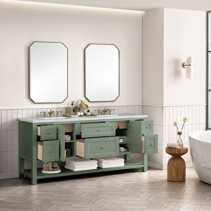 James Martin - Breckenridge 72" Double Vanity, Smokey Celadon w/ 3 CM Ethereal Noctis Top - 330-V72-SC-3ENC view 7