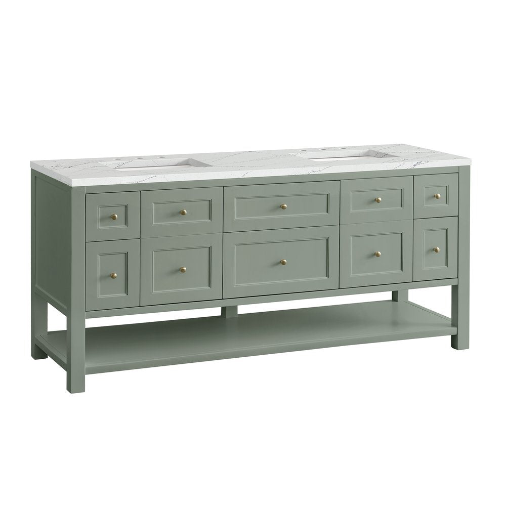 James Martin - Breckenridge 72" Double Vanity, Smokey Celadon w/ 3 CM Ethereal Noctis Top - 330-V72-SC-3ENC view 13