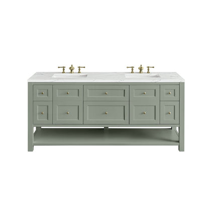 James Martin - Breckenridge 72" Double Vanity, Smokey Celadon w/ 3 CM Ethereal Noctis Top w/FreePower Wireless Charger - 330-V72-SC-FENC view 1
