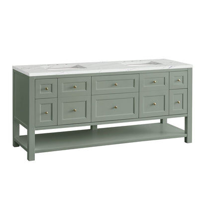 James Martin - Breckenridge 72" Double Vanity, Smokey Celadon w/ 3 CM Ethereal Noctis Top w/FreePower Wireless Charger - 330-V72-SC-FENC view 13