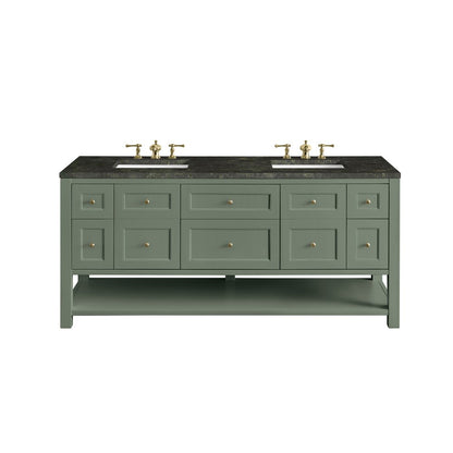James Martin - Breckenridge 72" Double Vanity, Smokey Celadon, w/ 3 CM Phantome Eclos Top - 330-V72-SC-3PHT view 1