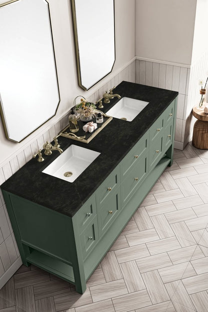 James Martin - Breckenridge 72" Double Vanity, Smokey Celadon, w/ 3 CM Phantome Eclos Top - 330-V72-SC-3PHT view 7