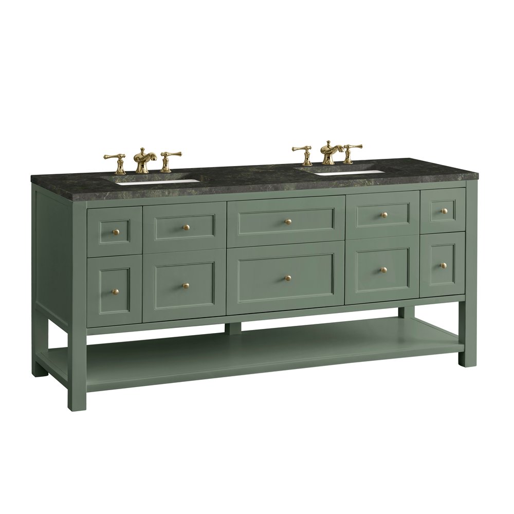 James Martin - Breckenridge 72" Double Vanity, Smokey Celadon, w/ 3 CM Phantome Eclos Top - 330-V72-SC-3PHT view 11