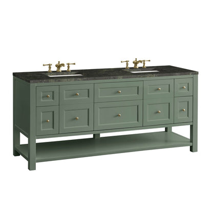 James Martin - Breckenridge 72" Double Vanity, Smokey Celadon, w/ 3 CM Phantome Eclos Top - 330-V72-SC-3PHT view 11