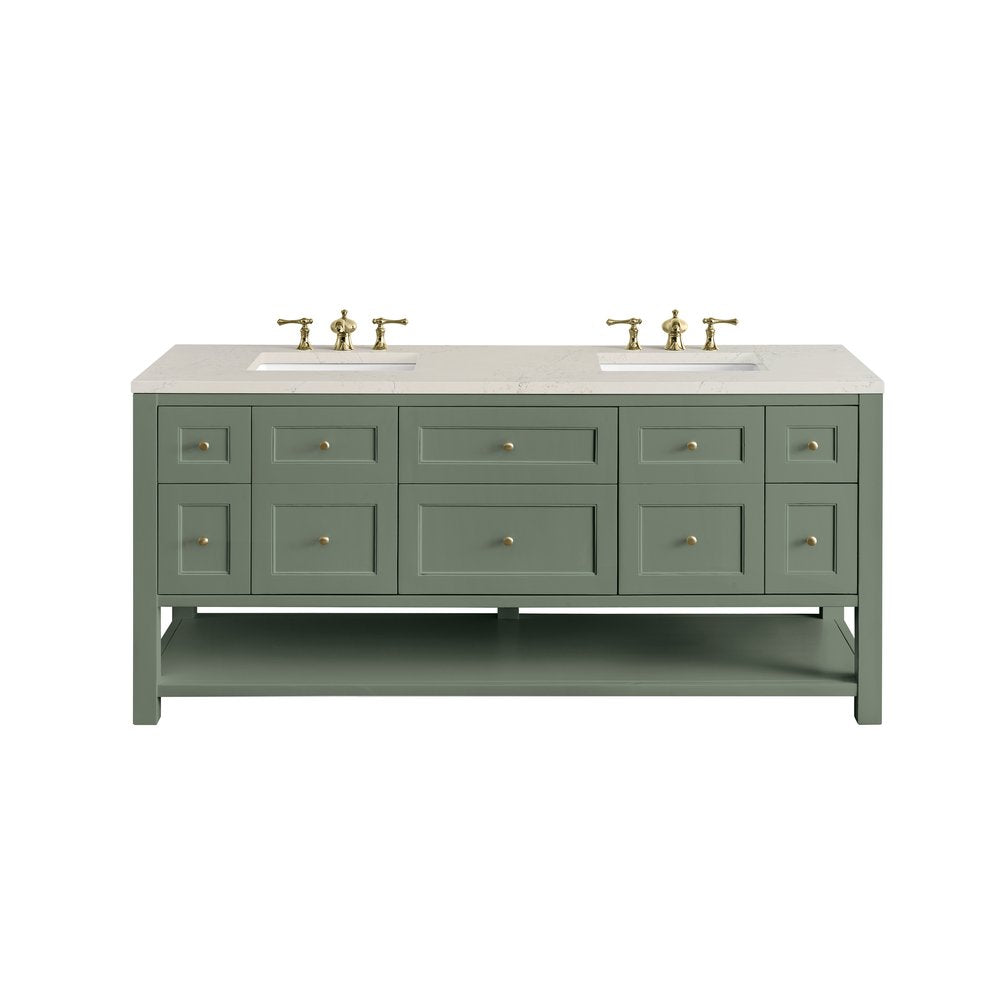James Martin - Breckenridge 72" Double Vanity, Smokey Celadon, w/ 3 CM Siberian Silestone Top - 330-V72-SC-3SFR view 1