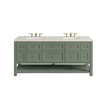 James Martin - Breckenridge 72" Double Vanity, Smokey Celadon, w/ 3 CM Siberian Silestone Top - 330-V72-SC-3SFR view 1