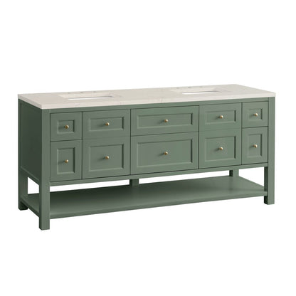 James Martin - Breckenridge 72" Double Vanity, Smokey Celadon, w/ 3 CM Siberian Silestone Top - 330-V72-SC-3SFR view 10