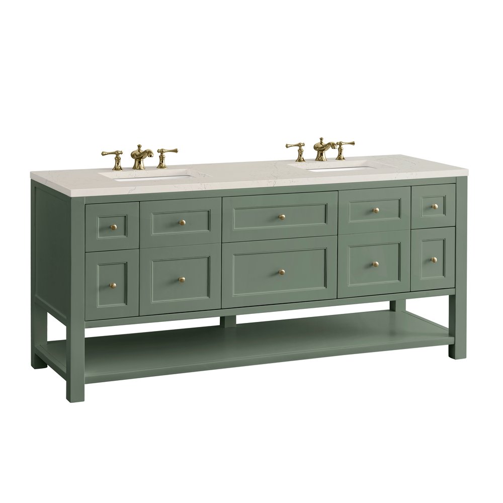 James Martin - Breckenridge 72" Double Vanity, Smokey Celadon, w/ 3 CM Siberian Silestone Top - 330-V72-SC-3SFR view 11
