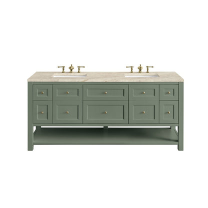 James Martin - Breckenridge 72" Double Vanity, Smokey Celadon, w/ 3 CM Tajnar Eclos Top - 330-V72-SC-3TJR view 1