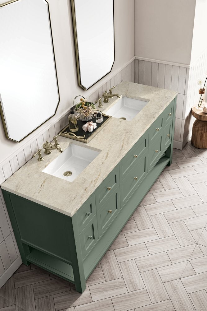 James Martin - Breckenridge 72" Double Vanity, Smokey Celadon, w/ 3 CM Tajnar Eclos Top - 330-V72-SC-3TJR view 7