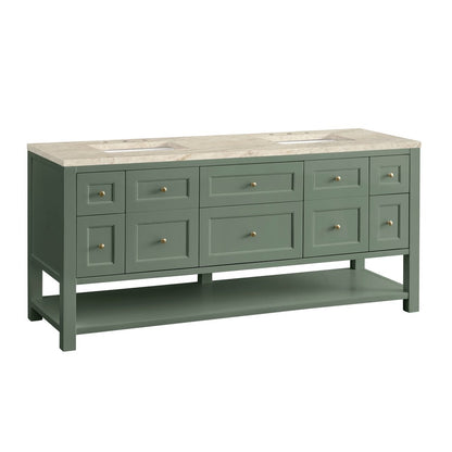 James Martin - Breckenridge 72" Double Vanity, Smokey Celadon, w/ 3 CM Tajnar Eclos Top - 330-V72-SC-3TJR view 10