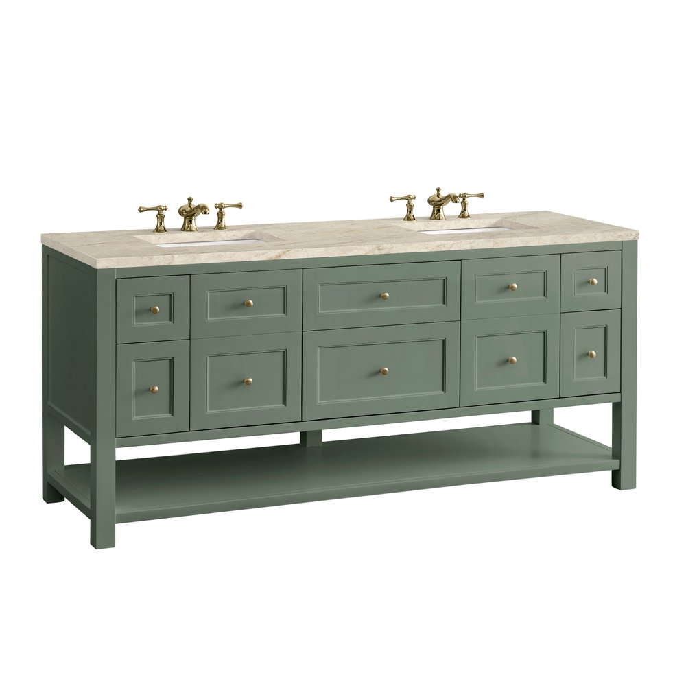 James Martin - Breckenridge 72" Double Vanity, Smokey Celadon, w/ 3 CM Tajnar Eclos Top - 330-V72-SC-3TJR view 11