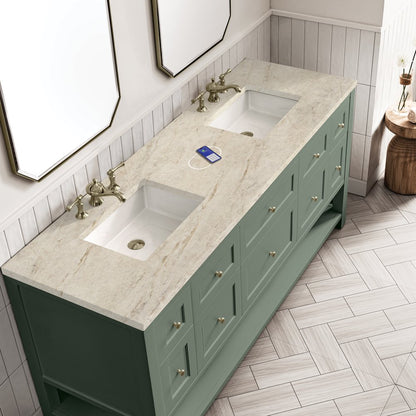 James Martin - Breckenridge 72" Double Vanity, Smokey Celadon, w/ 3 CM Tajnar Eclos Top w/FreePower Wireless Charger - 330-V72-SC-FTJR view 7