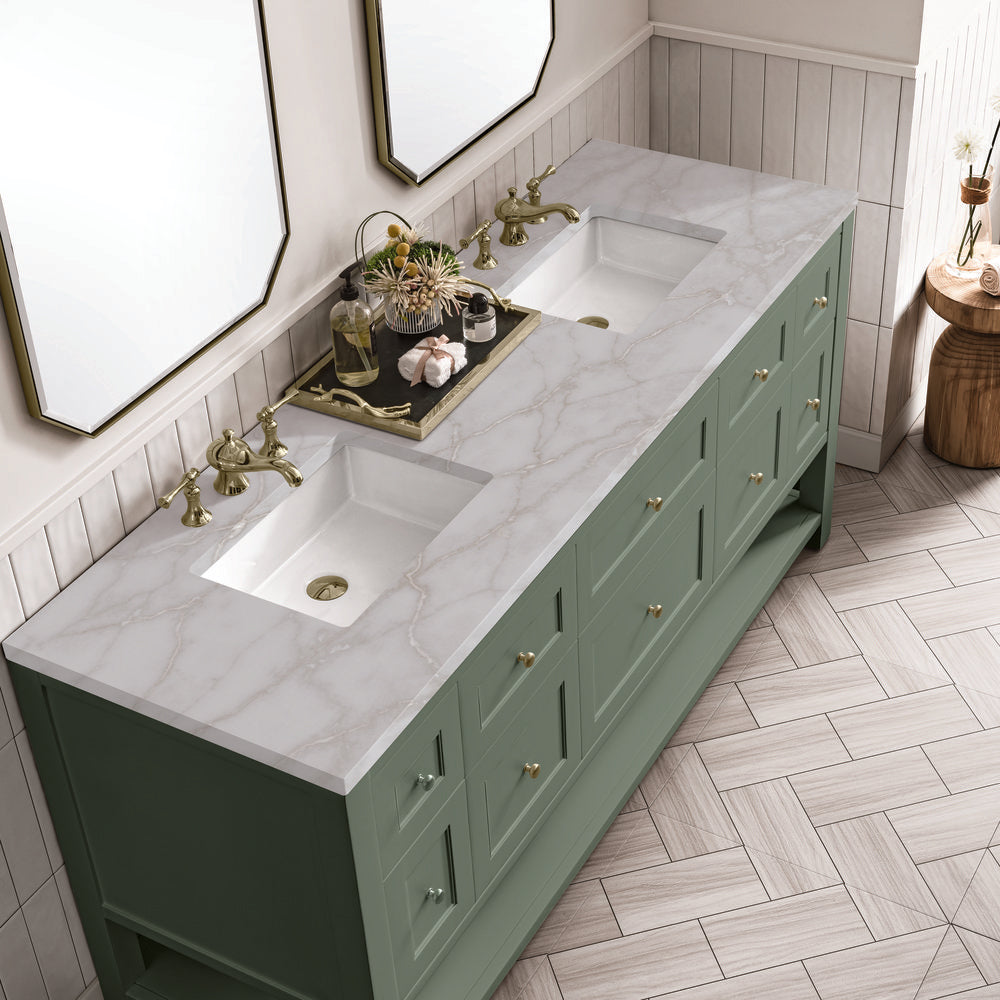 James Martin - Breckenridge 72" Double Vanity, Smokey Celadon w/ 3 CM Victorian Silver Top - 330-V72-SC-3VSL view 7