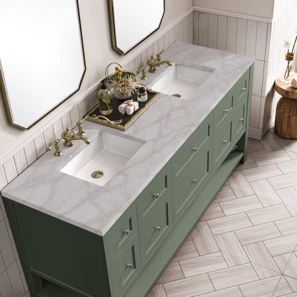 James Martin - Breckenridge 72" Double Vanity, Smokey Celadon w/ 3 CM Victorian Silver Top - 330-V72-SC-3VSL view 7