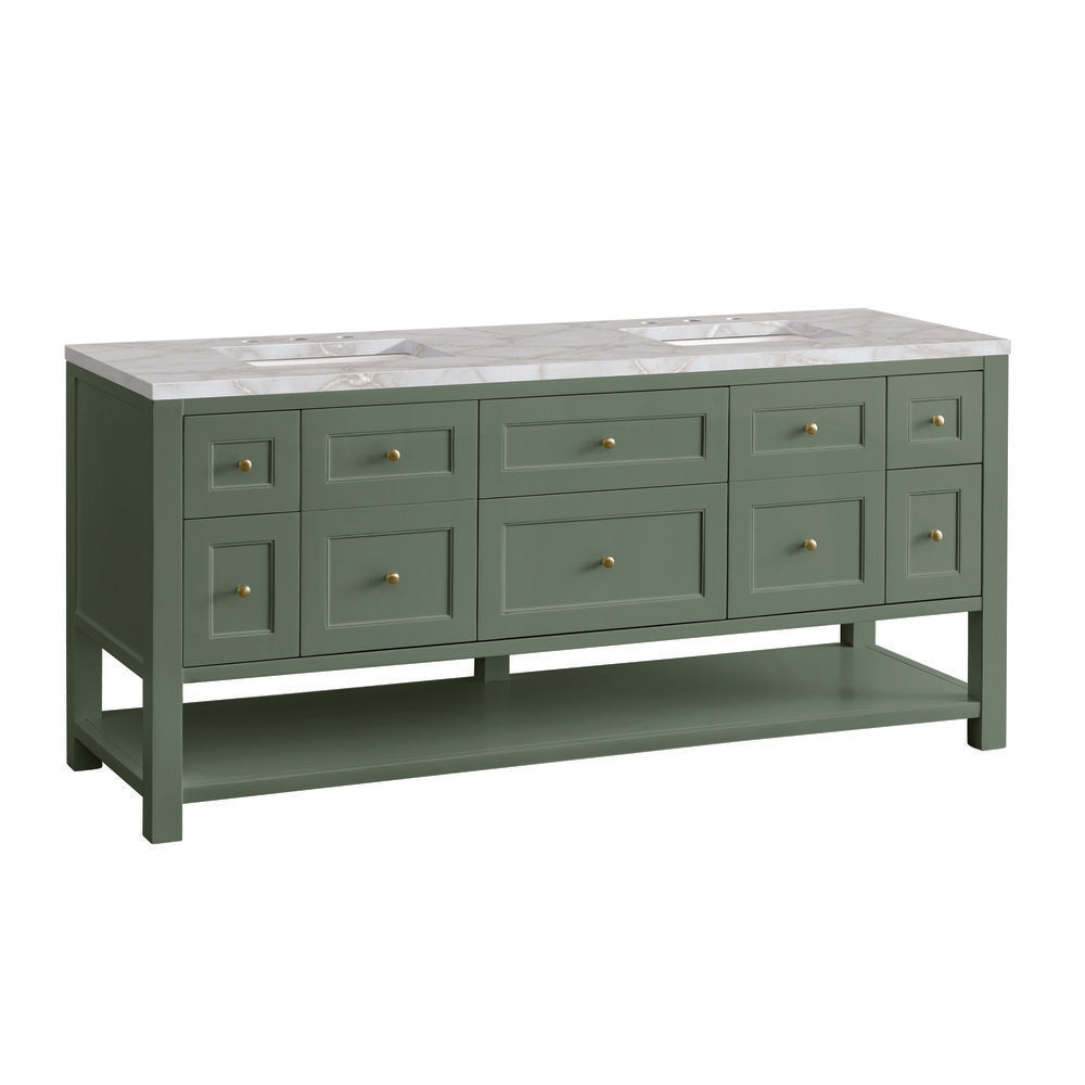 James Martin - Breckenridge 72" Double Vanity, Smokey Celadon w/ 3 CM Victorian Silver Top - 330-V72-SC-3VSL view 10