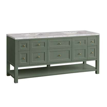James Martin - Breckenridge 72" Double Vanity, Smokey Celadon w/ 3 CM Victorian Silver Top - 330-V72-SC-3VSL view 10