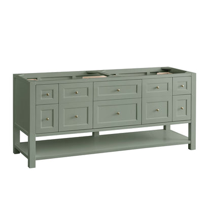 James Martin - Breckenridge 72" Double Vanity, Smokey Celadon w/ 3 CM Victorian Silver Top w/FreePower Wireless Charger - 330-V72-SC-FVSL view 3