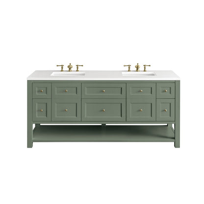 James Martin - Breckenridge 72" Double Vanity, Smokey Celadon w/ 3 CM White Zeus Top - 330-V72-SC-3WZ view 1