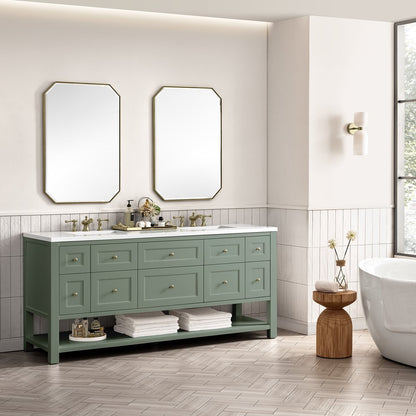 James Martin - Breckenridge 72" Double Vanity, Smokey Celadon w/ 3 CM White Zeus Top - 330-V72-SC-3WZ view 6