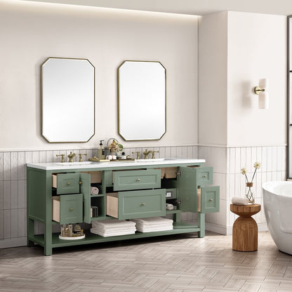 James Martin - Breckenridge 72" Double Vanity, Smokey Celadon w/ 3 CM White Zeus Top - 330-V72-SC-3WZ view 8