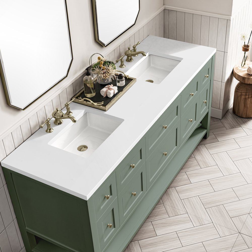 James Martin - Breckenridge 72" Double Vanity, Smokey Celadon w/ 3 CM White Zeus Top - 330-V72-SC-3WZ view 11