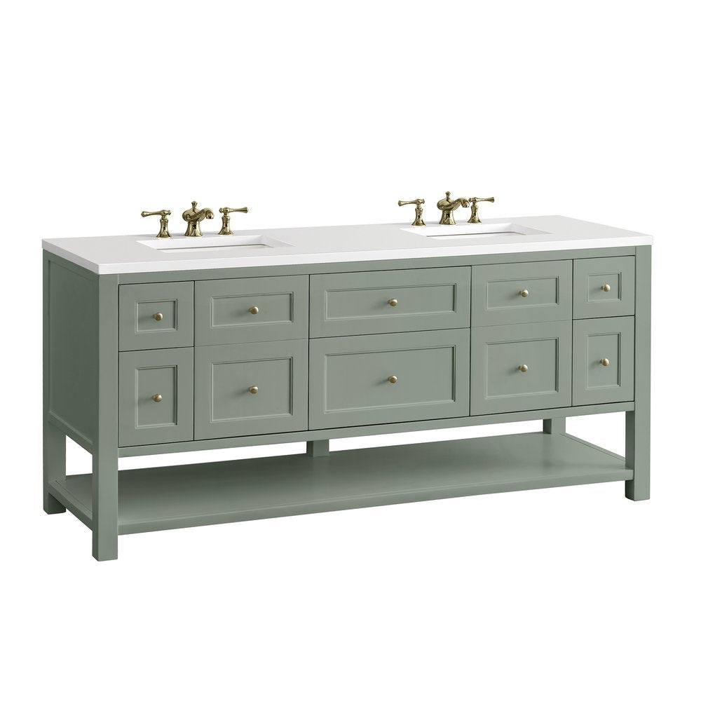 James Martin - Breckenridge 72" Double Vanity, Smokey Celadon w/ 3 CM White Zeus Top - 330-V72-SC-3WZ view 14