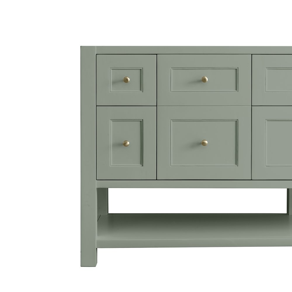 James Martin - Breckenridge 72" Double Vanity, Smokey Celadon w/ Single Hole 3 CM White Zeus Top & Backsplash - 330-V72-SC-1WZ view 10