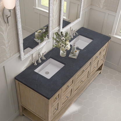 James Martin - Breckenridge 72" Double Vanity, Whitewashed Oak w/ 3 CM Charcoal Soapstone Silestone Top - 330-V72-WWO-3CSP view 7