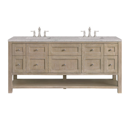 James Martin - Breckenridge 72" Double Vanity, Whitewashed Oak w/ 3 CM Eternal Jasmine Pearl Silestone Top - 330-V72-WWO-3EJP view 1
